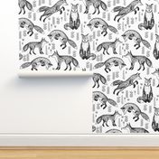 Foxes Fabric // Black and White Nursery baby design by Andrea Lauren 