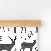 Geometric Deer - Charcoal by Andrea Lauren 