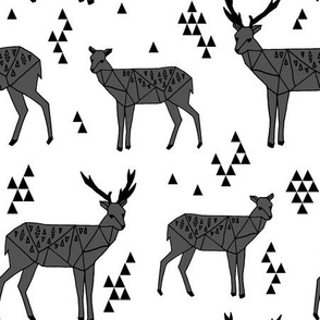 Geometric Deer - Charcoal by Andrea Lauren 