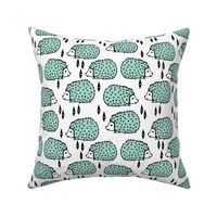 Hedgehog - Pale Turquoise and White by Andrea Lauren