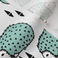 Hedgehog - Pale Turquoise and White by Andrea Lauren