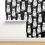 black cat // cats black and white cat stamp cute halloween cat