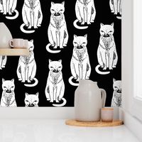 black cat // cats black and white cat stamp cute halloween cat