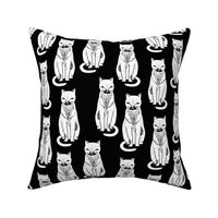 black cat // cats black and white cat stamp cute halloween cat