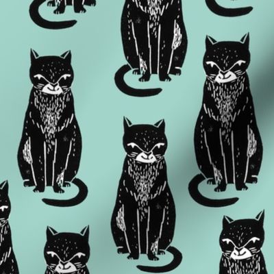 cats // mint cat cute stamp linocut cat stamp cute cat design for girls