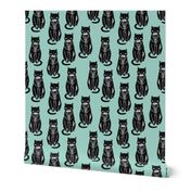 cats // mint cat cute stamp linocut cat stamp cute cat design for girls