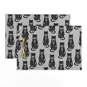 cat stamp // grey cats cute cat fabric linocut block print cat