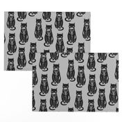 cat stamp // grey cats cute cat fabric linocut block print cat