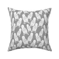 owls // grey block printed hand-carved bird owls owl illustration by Andrea Lauren