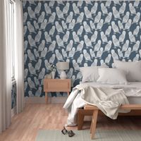 owls // paynes grey block printed bird cute owl design