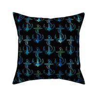 Vinatge Anchor Blue Green on Black