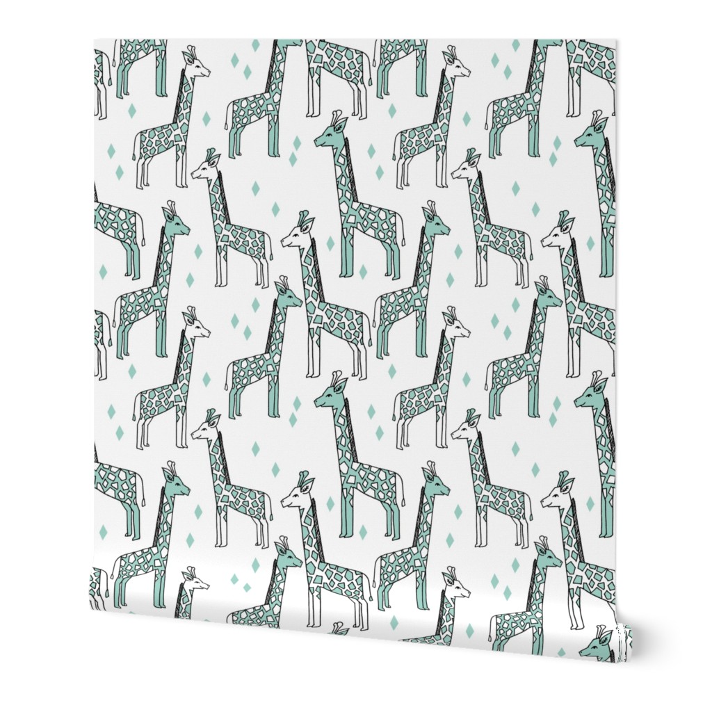 Giraffe - Pale Turquoise by Andrea Lauren