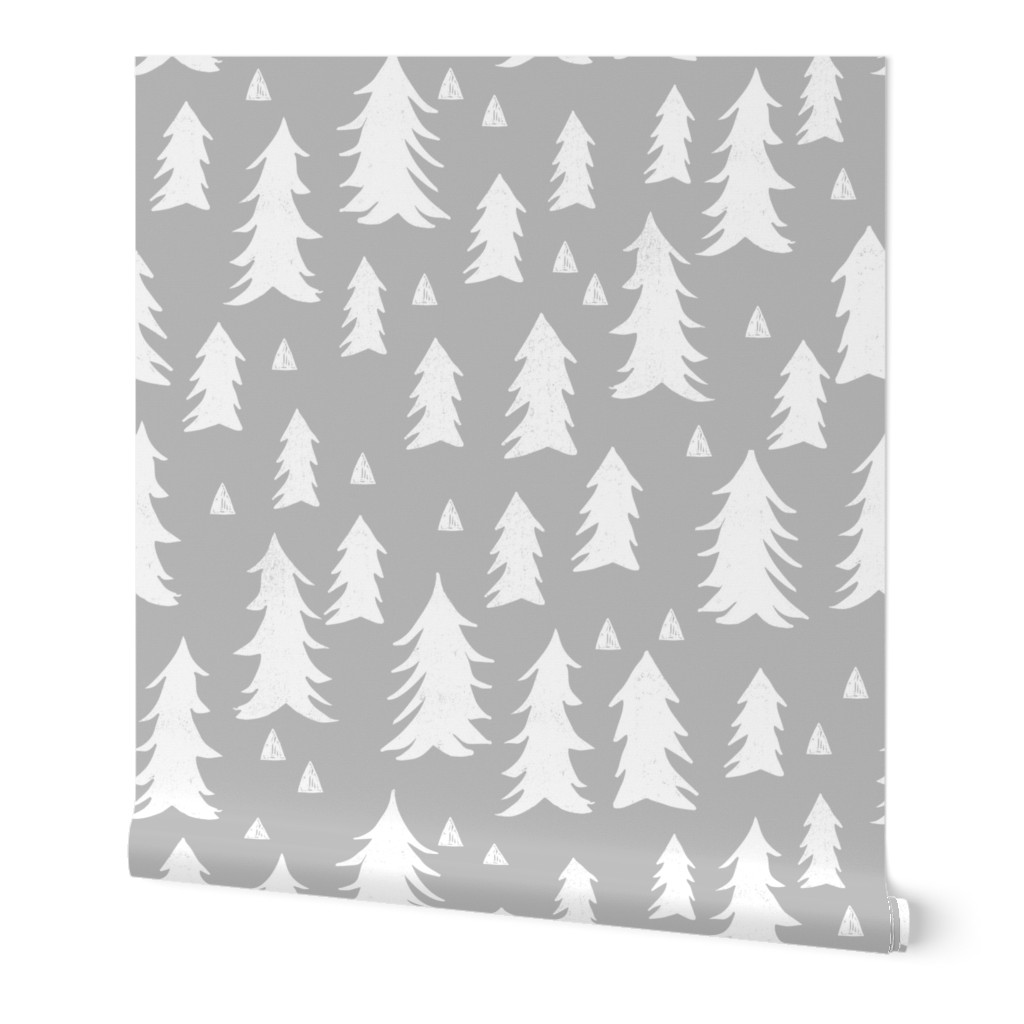 trees // grey forest tree nursery baby kids simple minimal style