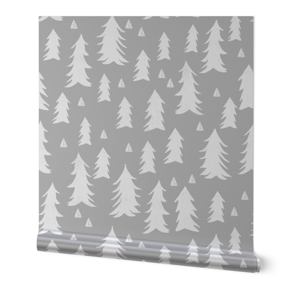 trees // grey forest tree nursery baby kids simple minimal style