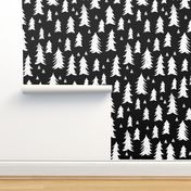 trees // black and white forest woodland tree home decor fir tree