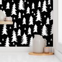 trees // black and white forest woodland tree home decor fir tree