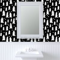 trees // black and white forest woodland tree home decor fir tree