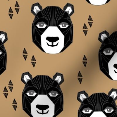 bear // geometric bear head happy bears design brown bears nursery fabric andrea lauren design
