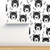 bear // happy bear face bear design bears fabric andrea lauren fabric