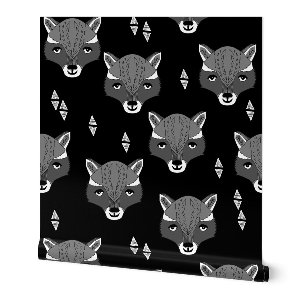 raccoon // sweet black and white mask kids nursery triangles animal print