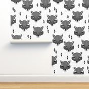 raccoon // animal head sweet hand-drawn illustration for kids clothes baby nursery white background animal print fabric by andrea lauren