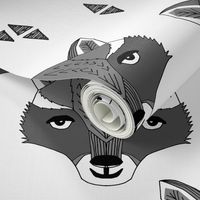 raccoon // animal head sweet hand-drawn illustration for kids clothes baby nursery white background animal print fabric by andrea lauren