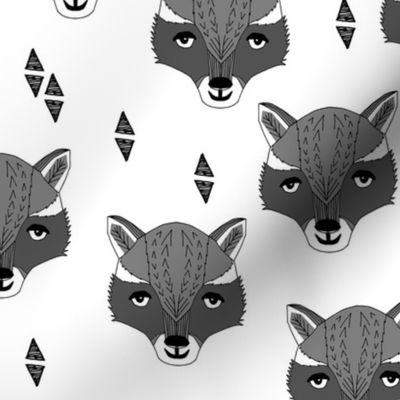 raccoon // animal head sweet hand-drawn illustration for kids clothes baby nursery white background animal print fabric by andrea lauren