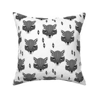 raccoon // animal head sweet hand-drawn illustration for kids clothes baby nursery white background animal print fabric by andrea lauren