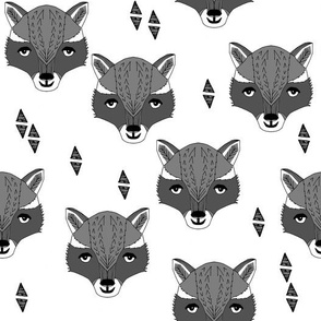 raccoon // animal head sweet hand-drawn illustration for kids clothes baby nursery white background animal print fabric by andrea lauren