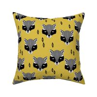 raccoon // mustard  yellow raccoon animal cute yellow woodland animal fabric by andrea lauren