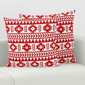 Red and White Aztec Tribal Print