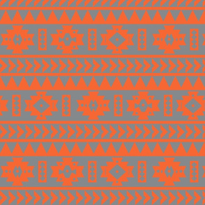 Gray and Orange Aztec Tribal Print