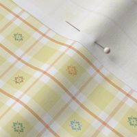 Plaid Baby Nursery Yellow and Melon with Multi-Colored Starburst (Small Scale)