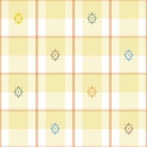 Plaid Baby Nursery Yellow with Melon Stripes, Tartan Goldenrod Yellow Plaid, Large