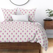 Vintage Floral Dot Dot Pink Grey