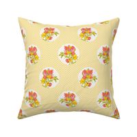 Vintage Floral Dot on Dot Yellow