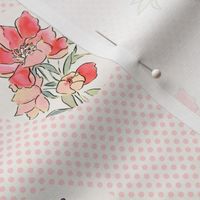 Vintage Floral Dot on Dot Pale Pink