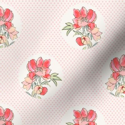 Vintage Floral Dot on Dot Pale Pink