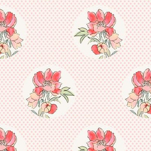 Vintage Floral Dot on Dot Pale Pink