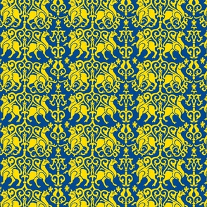 Twelfth Century Sicilian Damask (blue and gold)