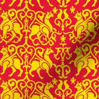 Twelfth Century Sicilian Damask (red and gold)
