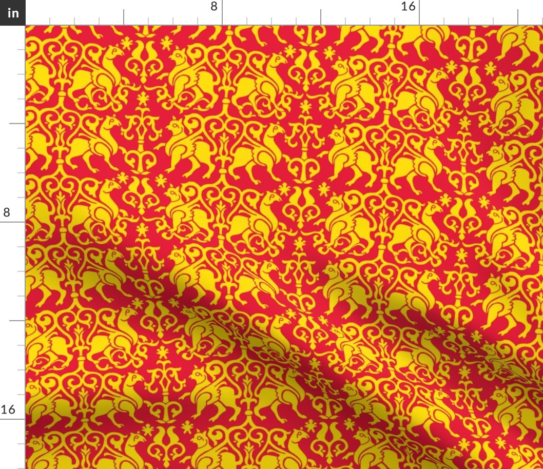 Twelfth Century Sicilian Damask (red and gold)