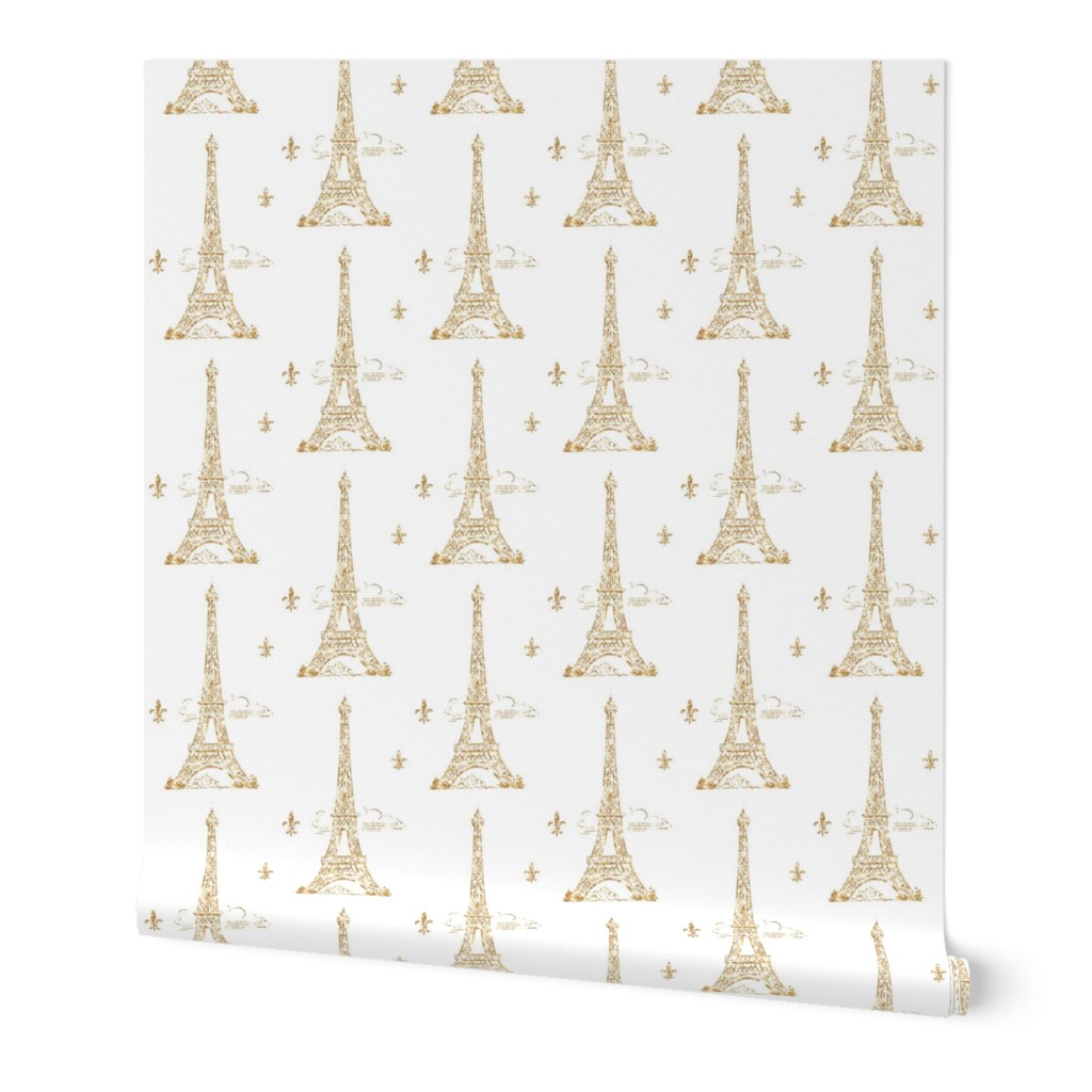 Glitter Gold Eiffel Tower in the clouds