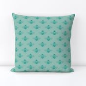 Baby Bee in Turquoise on Seafoam Rustic Linen