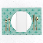 Baby Bee in Turquoise on Seafoam Rustic Linen