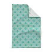 Baby Bee in Turquoise on Seafoam Rustic Linen