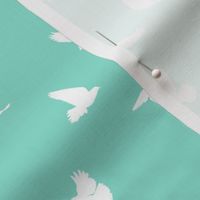 Doves in Flight in Mint Green