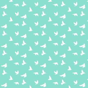 Doves in Flight in Mint Green