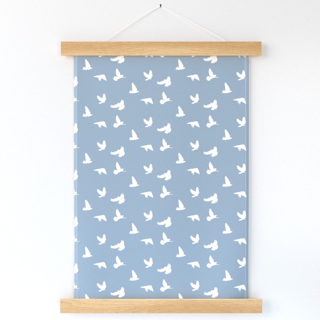 Doves in Flight, Grey Blue for Desert Meadow Collection