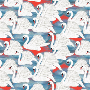 swans on red